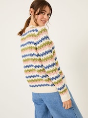 FatFace Blue Jayne Knitted Pattern Jumper - Image 2 of 5