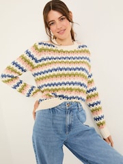 FatFace Blue Jayne Knitted Pattern Jumper - Image 3 of 5