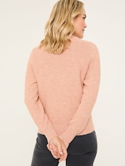 FatFace Harlee Blush Pink Ruffle Knitted Jumper - Image 2 of 6