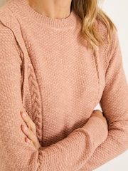 FatFace Harlee Blush Pink Ruffle Knitted Jumper - Image 4 of 6