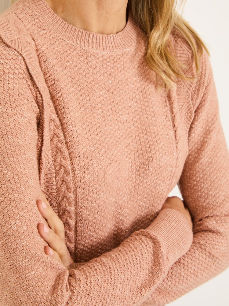 FatFace Harlee Blush Pink Ruffle Knitted Jumper - Image 4 of 6