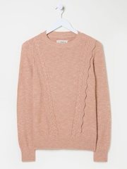 FatFace Harlee Blush Pink Ruffle Knitted Jumper - Image 5 of 6