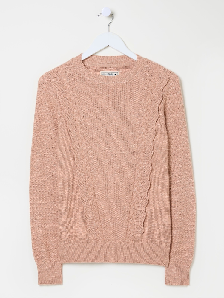 FatFace Harlee Blush Pink Ruffle Knitted Jumper - Image 5 of 6