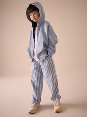 Blue Printed 100% Cotton Zip Through Hoodie (3-16yrs) - Image 3 of 5