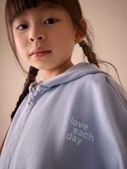 Blue Printed 100% Cotton Zip Through Hoodie (3-16yrs) - Image 4 of 5