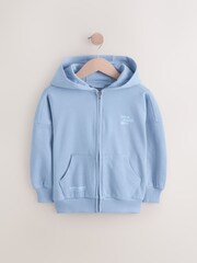 Blue Printed 100% Cotton Zip Through Hoodie (3-16yrs) - Image 6 of 9