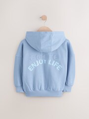 Blue Printed 100% Cotton Zip Through Hoodie (3-16yrs) - Image 7 of 9
