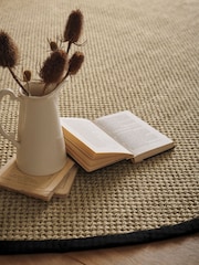 Origin Rugs Light Beige with Black Border Hand Woven Sisal Circle Rug - Image 3 of 4