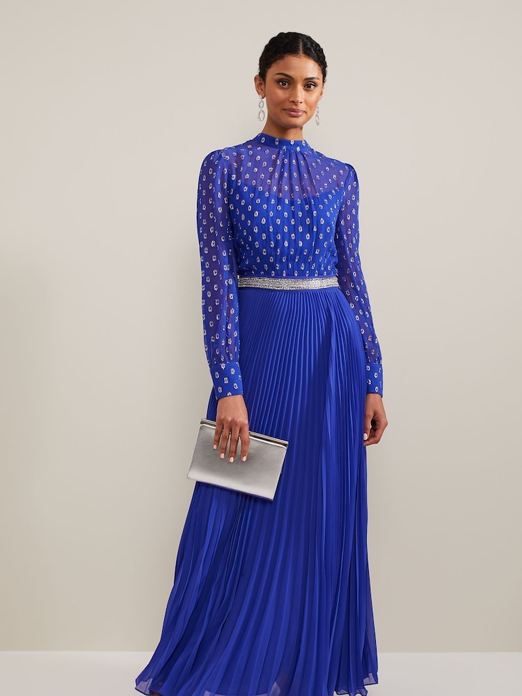 Phase Eight Purple Charley Fil Coupe 100% Cotton Maxi Dress - Image 1 of 6