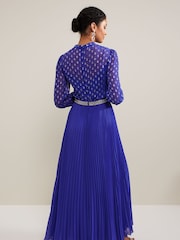 Phase Eight Purple Charley Fil Coupe 100% Cotton Maxi Dress - Image 2 of 6