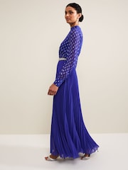 Phase Eight Purple Charley Fil Coupe 100% Cotton Maxi Dress - Image 5 of 6
