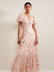 Phase Eight Pink Genette Jacquard Maxi Dress - Image 1 of 5