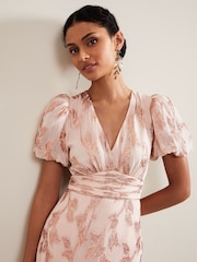 Phase Eight Pink Genette Jacquard Maxi Dress - Image 3 of 5