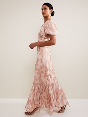 Phase Eight Pink Genette Jacquard Maxi Dress - Image 5 of 5