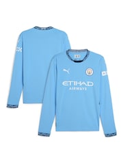 Puma Blue Long Sleeve Manchester City Home Shirt 2024-2 - Image 1 of 3