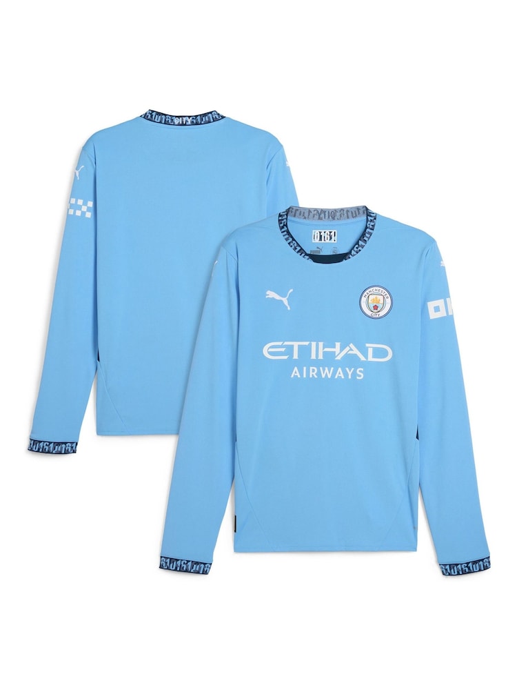 Puma Blue Long Sleeve Manchester City Home Shirt 2024-2 - Image 1 of 3