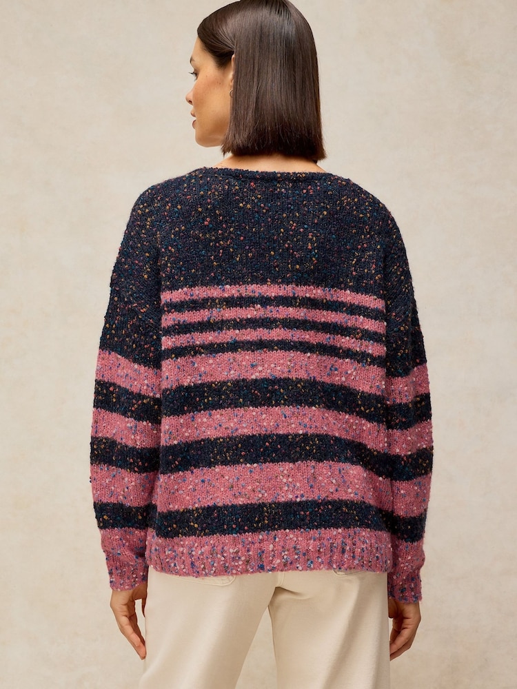 White Stuff Blue Texture Stripe V-Neck Jumper - Image 2 of 6 White Stuff Blue Texture Stripe V-Neck Jumper - Image 2 of 6