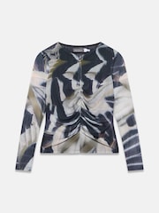 Mint Velvet Abstract Print Mesh Zip Top - រូបភាព 6 នៃ 7