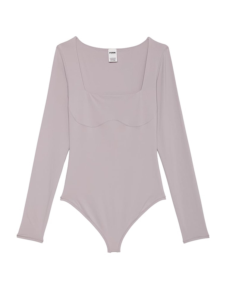 Victoria's Secret PINK Dusty Purple Square Neck Soft Stretch Bodysuit - Image 1 of 1