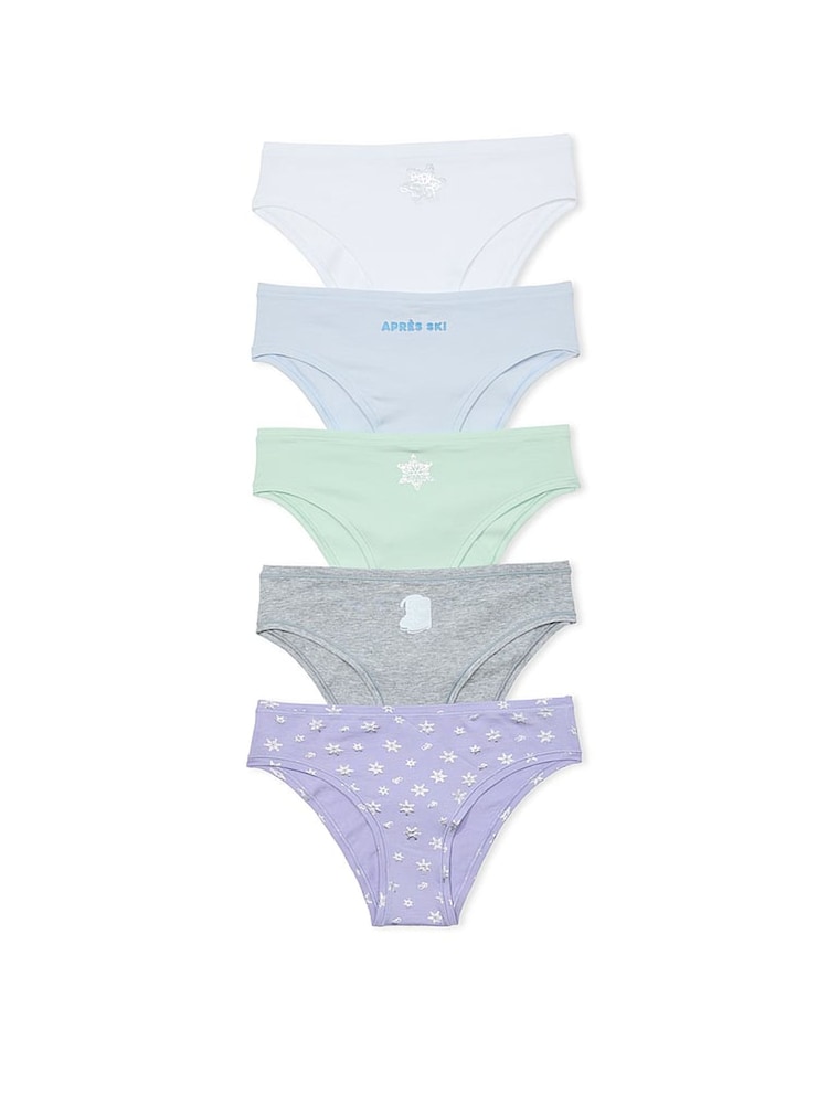PINK White/Purple/Green/Blue/Grey Cheeky 5 Pack Knickers - Image 1 of 1