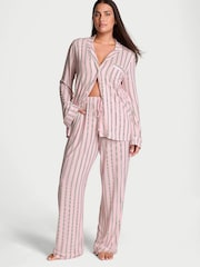 Victoria's Secret Pretty Blossom Stripe Pink Modal Long Pyjama Set - Image 1 of 4
