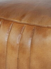 Libra Interiors Cognac Cube Leather Pouffe - Image 5 of 6
