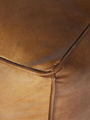 Libra Interiors Cognac Cube Leather Pouffe - Image 6 of 6