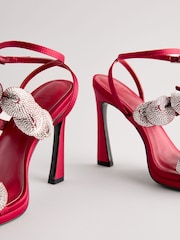 Red Forever Comfort® Jewel Petal Trim High Heel Sandals - Image 10 of 11