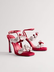 Red Forever Comfort® Jewel Petal Trim High Heel Sandals - Image 7 of 11