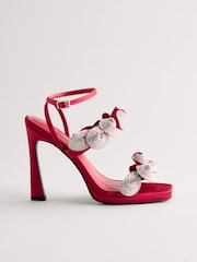 Red Forever Comfort® Jewel Petal Trim High Heel Sandals - Image 8 of 11