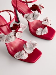 Red Forever Comfort® Jewel Petal Trim High Heel Sandals - Image 9 of 11