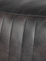 Libra Interiors Charcoal Cube Leather Pouffe - Image 5 of 6