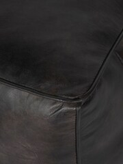 Libra Interiors Charcoal Cube Leather Pouffe - Image 6 of 6