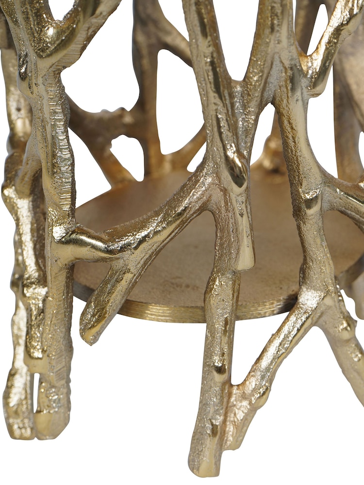 Libra Interiors Gold Twig Round Pillar Candle Holder - Image 5 of 5