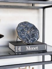 Libra Interiors Smokey Agate Mantel Clock D20cm - Image 1 of 6