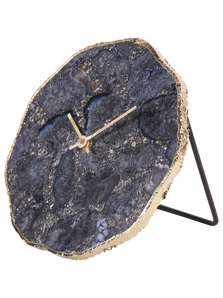 Libra Interiors Smokey Agate Mantel Clock D20cm - Image 2 of 6