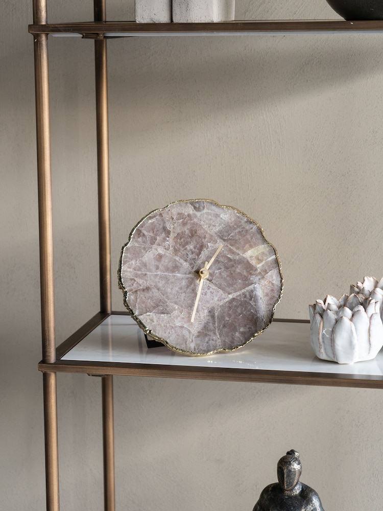 Libra Interiors Dusky Agate Mantel Clock D20cm - Image 1 of 6