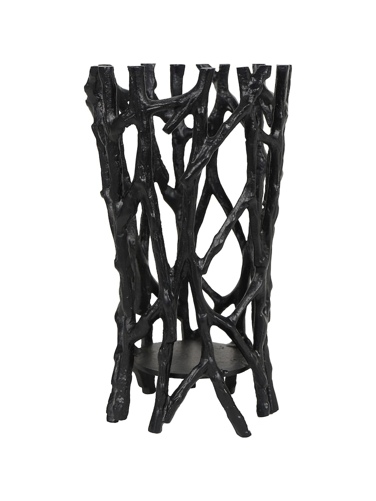 Libra Interiors Black Twig Round Pillar Candle Holder - Image 2 of 5