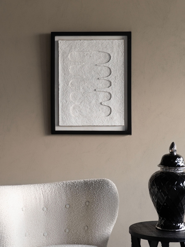 Libra Interiors Black & White Abstract Papier Mache Wall Art Style 3 - Image 1 of 6