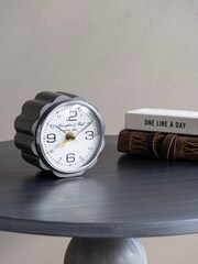 Libra Interiors Nickel Curve Detail Mantel Clock - Image 1 of 6