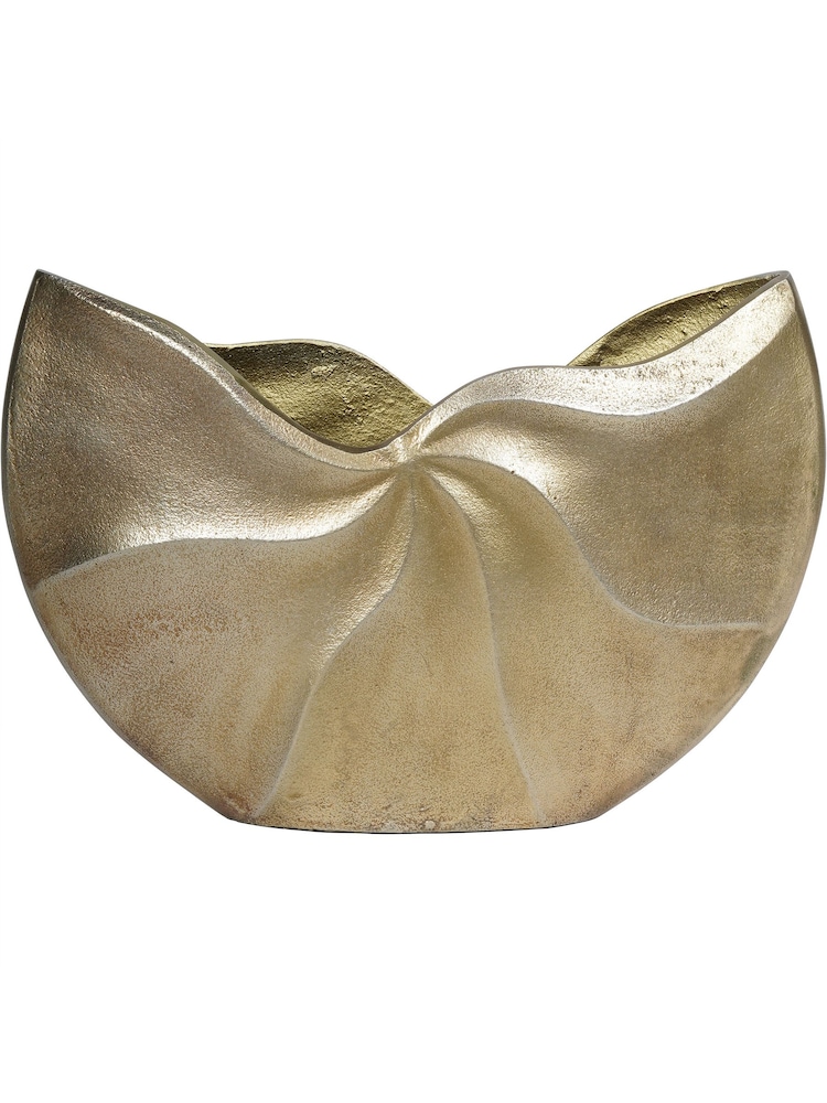 Libra Interiors Brass Cast Aluminium Swirl Textured Vase - Image 2 of 6