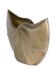 Libra Interiors Brass Cast Aluminium Swirl Textured Vase - Image 4 of 6