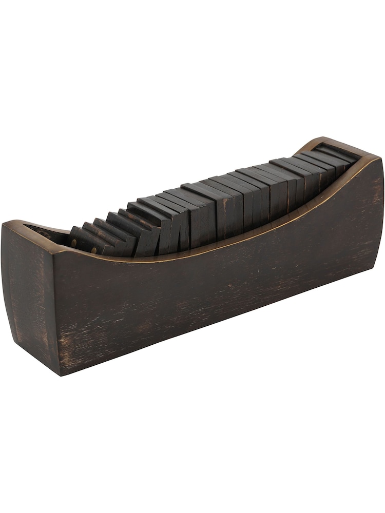 Libra Interiors Brown Columbia Large Domino Set in Curved Tray - Image 2 of 4 Libra Interiors Brown Columbia Large Domino Set in Curved Tray - Image 2 of 4