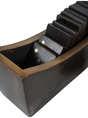 Libra Interiors Brown Columbia Large Domino Set in Curved Tray - Image 4 of 4