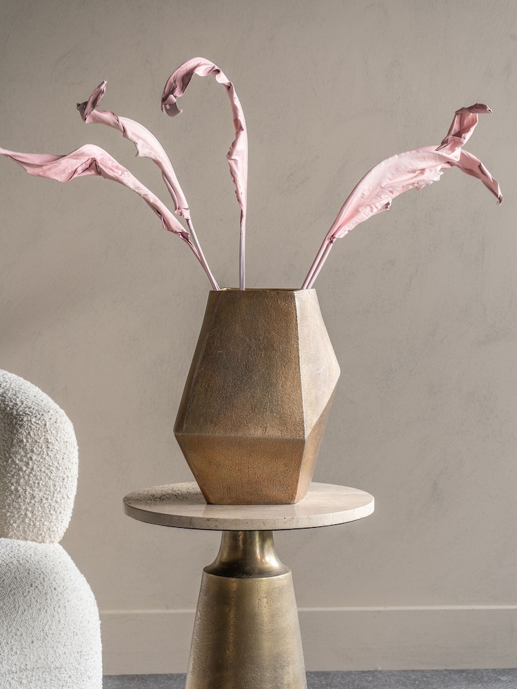 Libra Interiors Brass Cast Aluminium Faceted Vase - Image 1 of 5