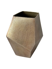 Libra Interiors Brass Cast Aluminium Faceted Vase - Image 4 of 5