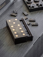 Libra Interiors Brown Columbia Small Wooden Domino Set in Storage Box - Image 1 of 6