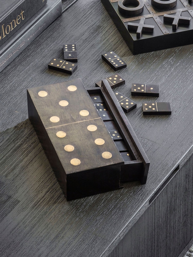 Libra Interiors Brown Columbia Small Wooden Domino Set in Storage Box - Image 1 of 6 Libra Interiors Brown Columbia Small Wooden Domino Set in Storage Box - Image 1 of 6