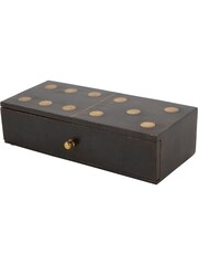 Libra Interiors Brown Columbia Small Wooden Domino Set in Storage Box - Image 3 of 6
