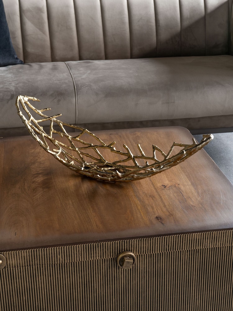Libra Interiors Gold Twig Oval Bowl - Image 1 of 4